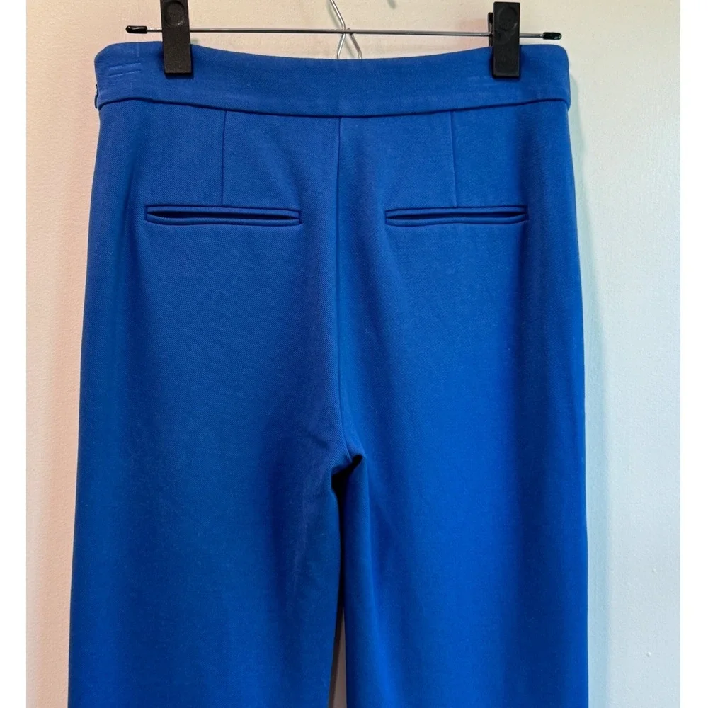 Ann Taylor Blue High Waisted Pintuck Flare Leg Trousers Size 2 Side Zip Career